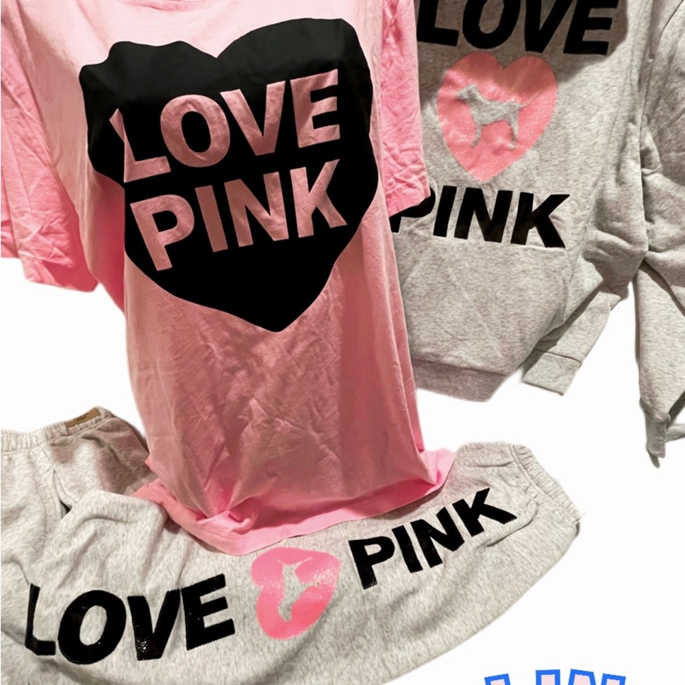 NEW VICTORIAS SECRET PINK  BLING SEQUIN SET FULL ZIP HOODIE & PANTS - Picture 2 of 15